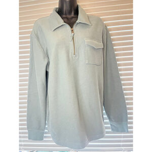 M&S faded green long sleeve collared sweater